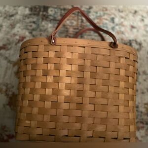 Longaberger 2002 Large Warm Brown Boardwalk Basket SUMMER TAILGATE TOTE PICNIC